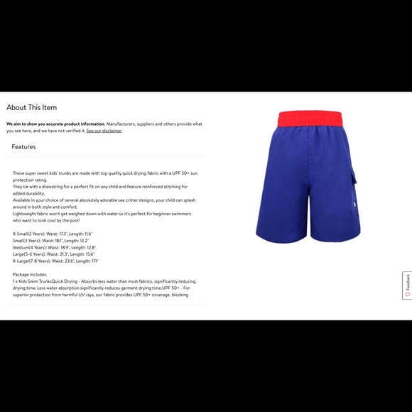 NWT SimpliKids Sun Protection Swim Trunks - Picture 5 of 5